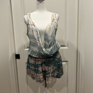 NWOT Shore Tie Dye Romper Greens Tan Brown Size Small